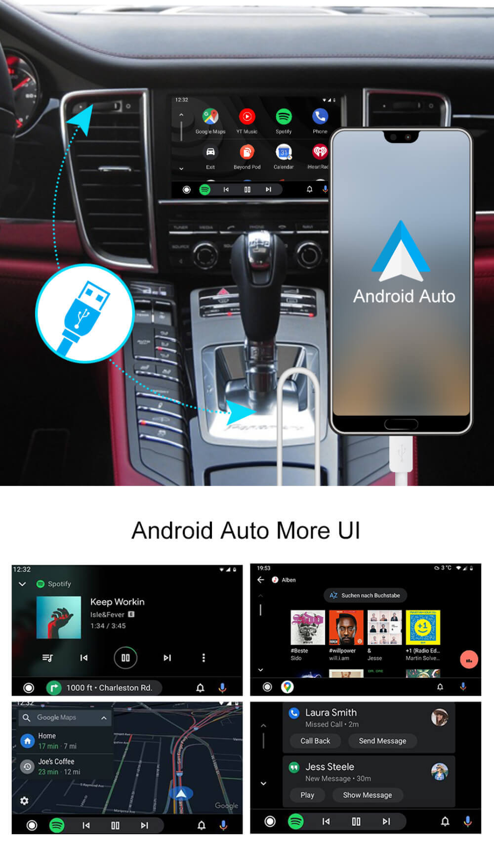 Android Auto for Porsche 911 Boxster Cayman Macan Cayenne Panamera PCM3.1 4.0