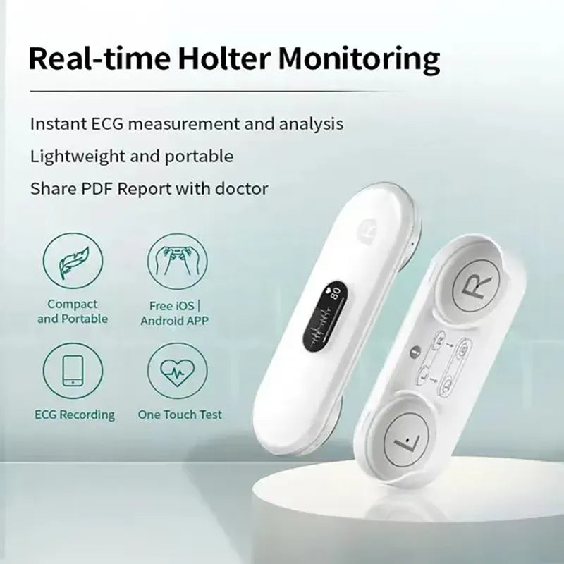Portable ECG Monitor: Bluetooth Wearable for Heart Monitoring with OLED Display and Unlimited Data Storage