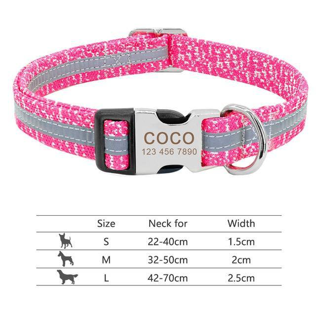 Nylon Dog Collar Personalized Pet Collar Engraved ID Tag