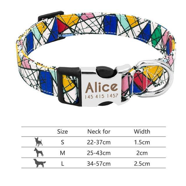 Nylon Dog Collar Personalized Pet Collar Engraved ID Tag