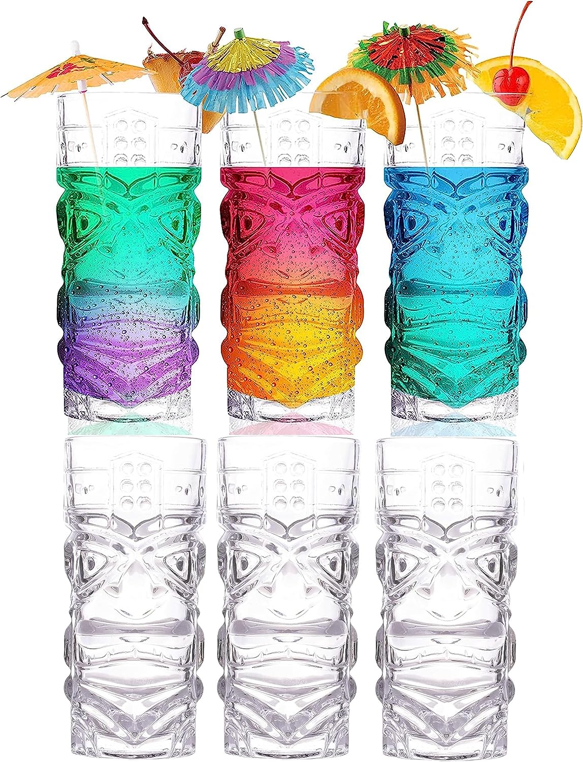 Clear Tiki Glasses, Set of 4 or 6 - 450 ML