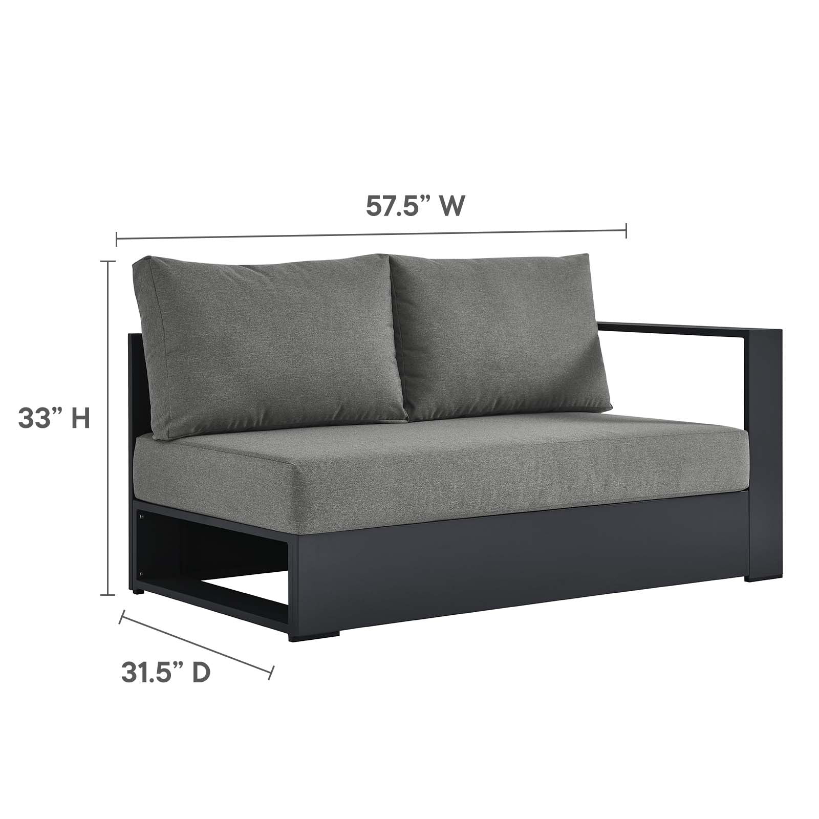 Tahoe Outdoor Patio Powder-Coated Aluminum 2-Piece Left-Facing Chaise Sectional Sofa Set