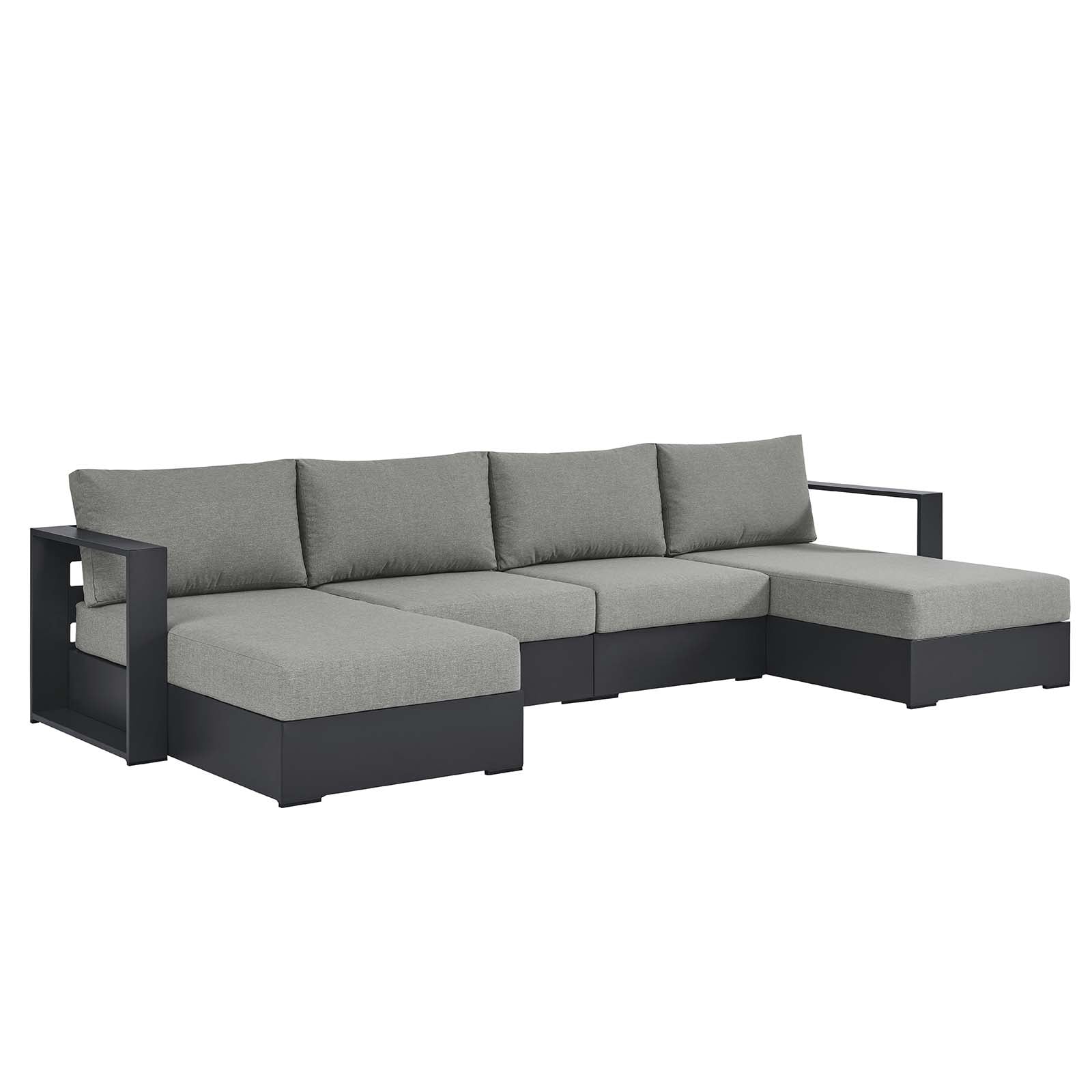 Tahoe Outdoor Patio Powder-Coated Aluminum 4-Piece Sectional Sofa Set