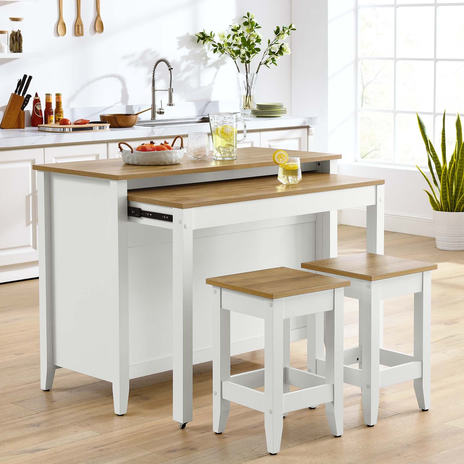 Garland 3-Piece Kitchen Island and Stool Set