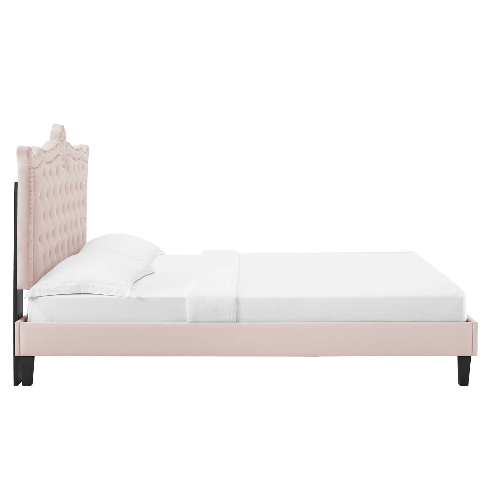 Clara Queen Platform Bed in Pink