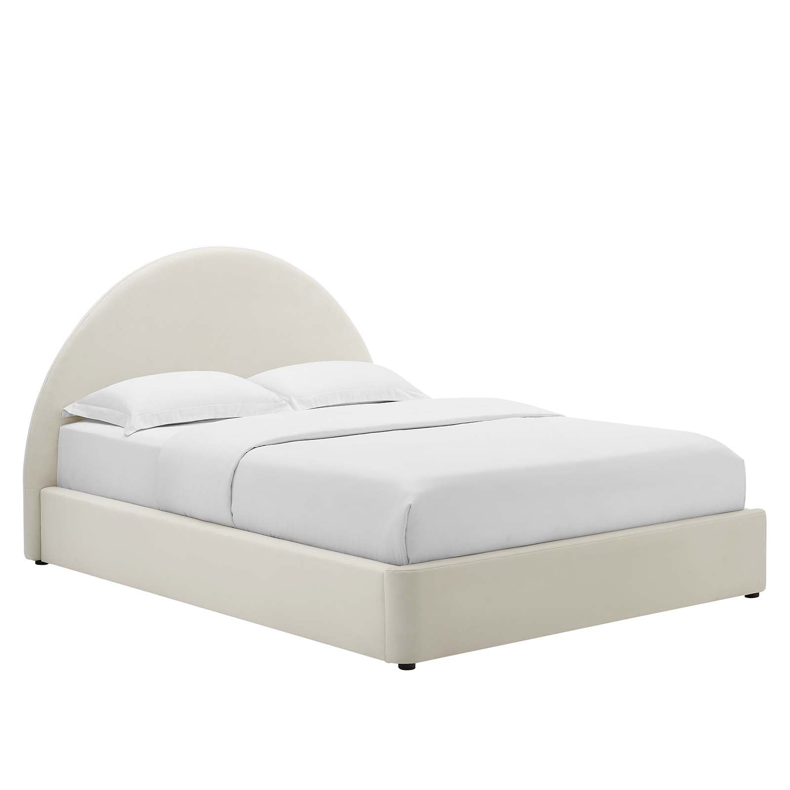 Resort Performance Velvet Arched Round Queen Platform Bed