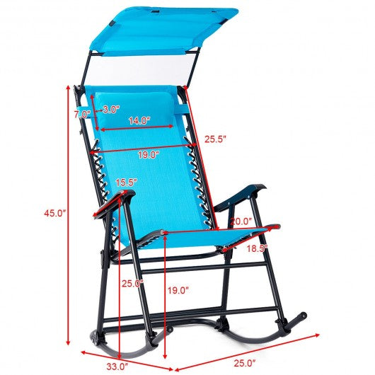 Zero Gravity Folding Rocking Chair Rocker Porch-Navy