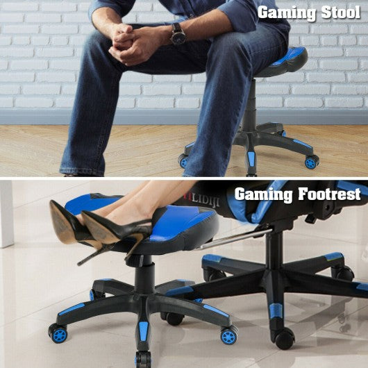 Multi-Use Footrest Swivel Height Adjustable Gaming Ottoman Footstool Chair-Blue