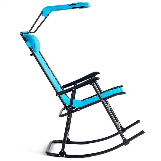 Zero Gravity Folding Rocking Chair Rocker Porch-Navy
