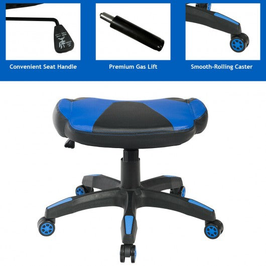 Multi-Use Footrest Swivel Height Adjustable Gaming Ottoman Footstool Chair-Blue