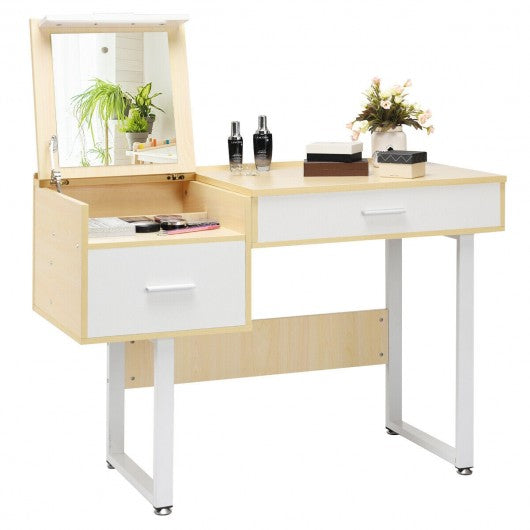 Makeup Table Writing Desk with Flip Top Mirror