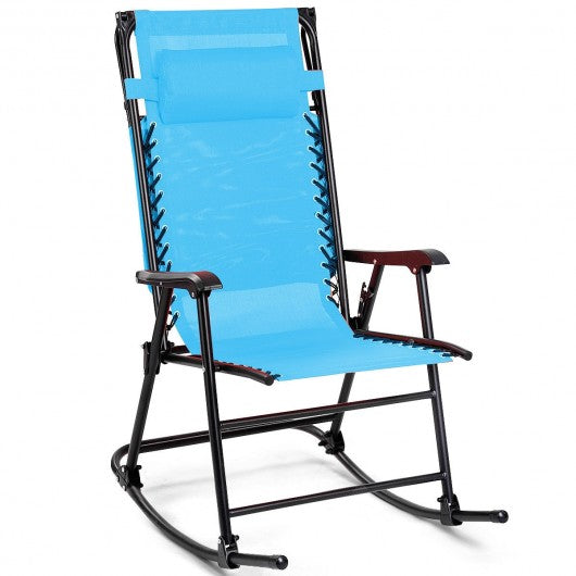 Zero Gravity Folding Rocking Chair Rocker Porch-Navy