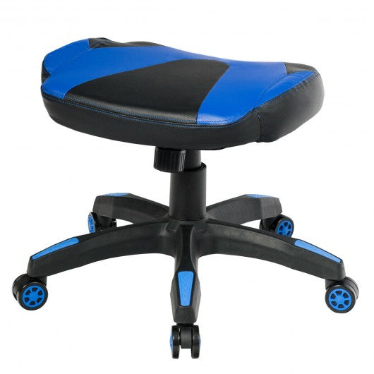 Multi-Use Footrest Swivel Height Adjustable Gaming Ottoman Footstool Chair-Blue