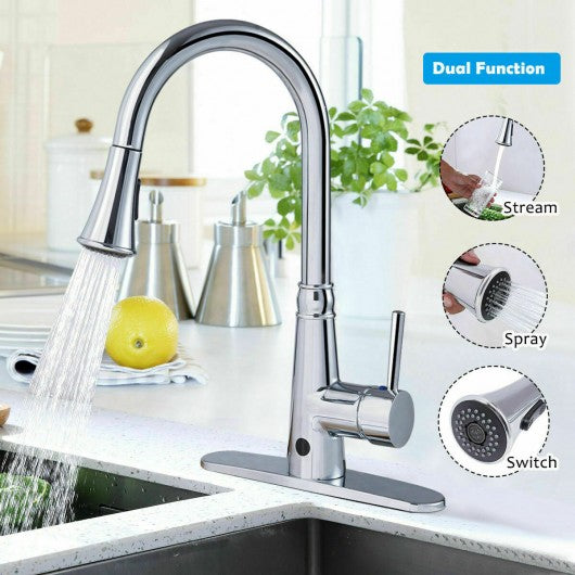 Pull-down Single Handle Dual Spray Chrome Kitchen Faucet