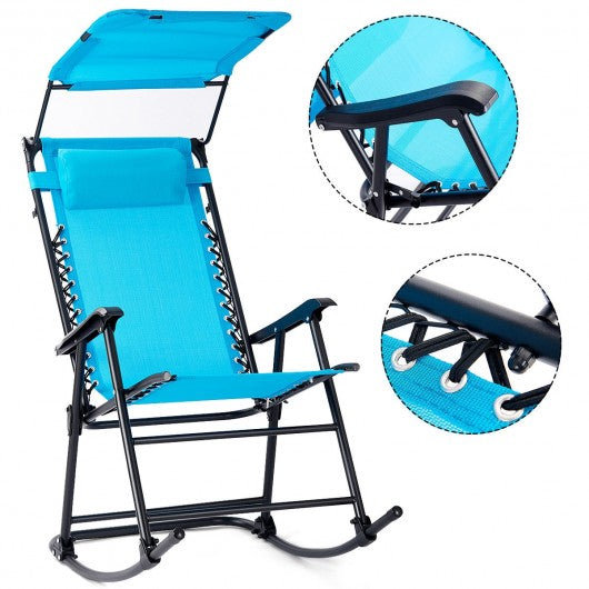 Zero Gravity Folding Rocking Chair Rocker Porch-Navy