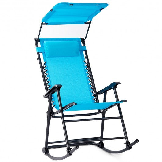 Zero Gravity Folding Rocking Chair Rocker Porch-Navy