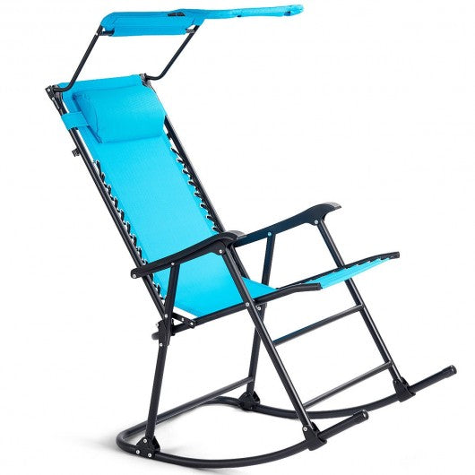 Zero Gravity Folding Rocking Chair Rocker Porch-Navy