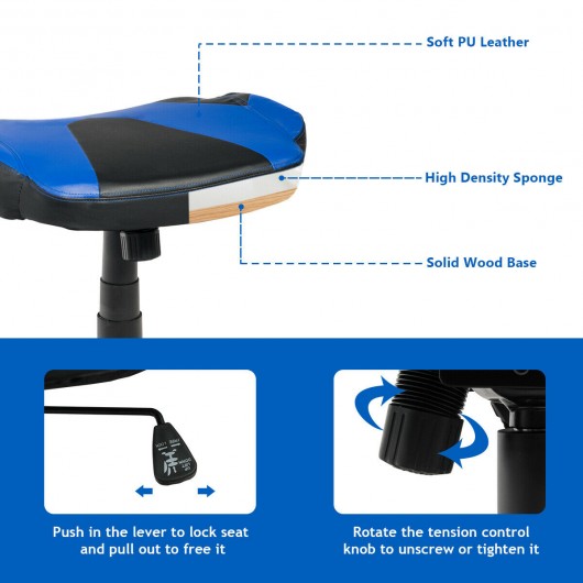 Multi-Use Footrest Swivel Height Adjustable Gaming Ottoman Footstool Chair-Blue