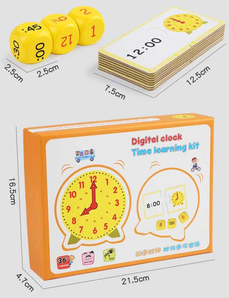 Set de actividades para contar la hora - 41 piezas, a partir de 5 años, relojes didácticos para niños, para leer la hora, material para la educación en casa, actividades de aprendizaje para preescolar | Shinymarch