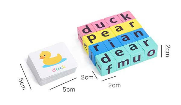 Wooden Blocks Spelling Game for Kids between 3-8 years old | Shinymarch