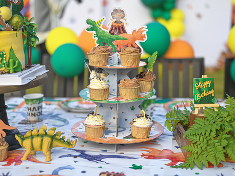 wernnsai dinosaur party table setup cupcake stand party store dino party ideas 