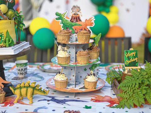 wernnsai dinosaur party table setup cupcake stand party store dino party ideas