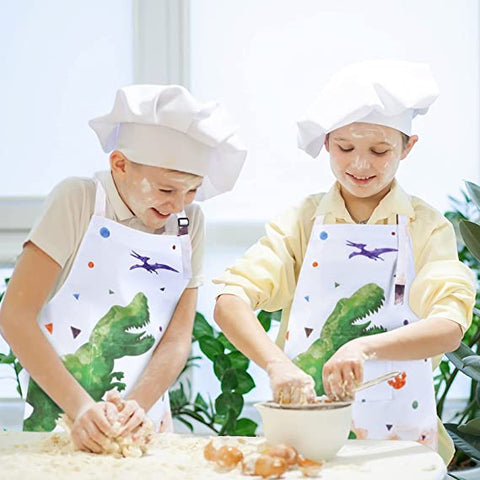 WERNNSAI WATERCOLOR DINOSAUR COOKING APRON FOR KIDS TODDLERS BOYS