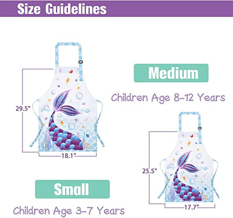 SIZES OF WERNNSAI MERMAID APRON FOR KIDS TODDLERS GIRLS