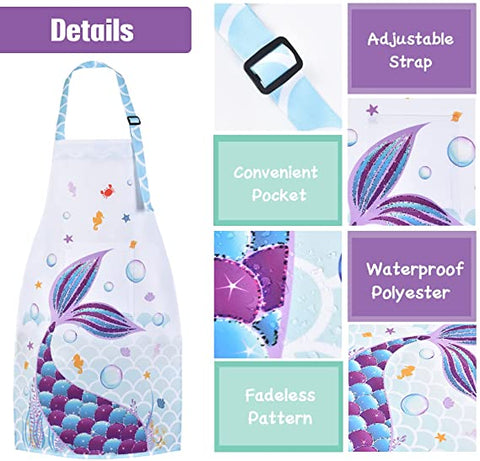 wernnsai mermaid waterproof apron for toddler girls kids