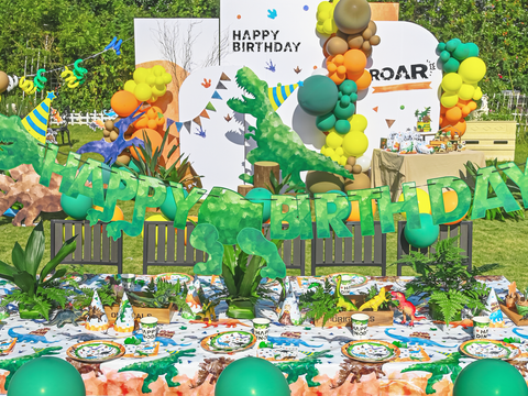 wernnsai watercolor dinosaur praty banner and cutouts