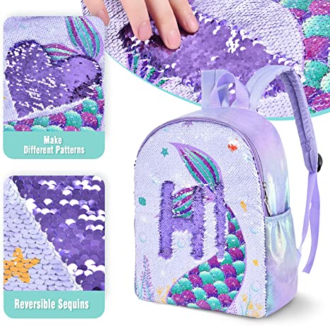 wernnsai mermaid sequin backpack for toddlers lightweight for primary school girls for 5 year old girls