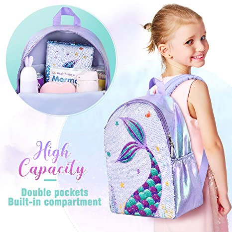 wernnsai mermaid sequin backpack for toddlers girls lightweight