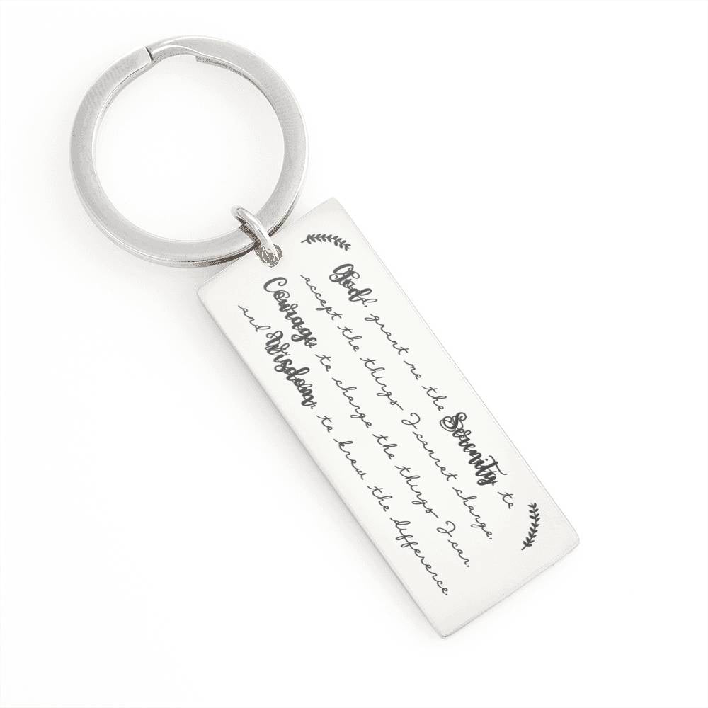 Calligraphy Serenity Prayer Keyring - Engravable and Personalized