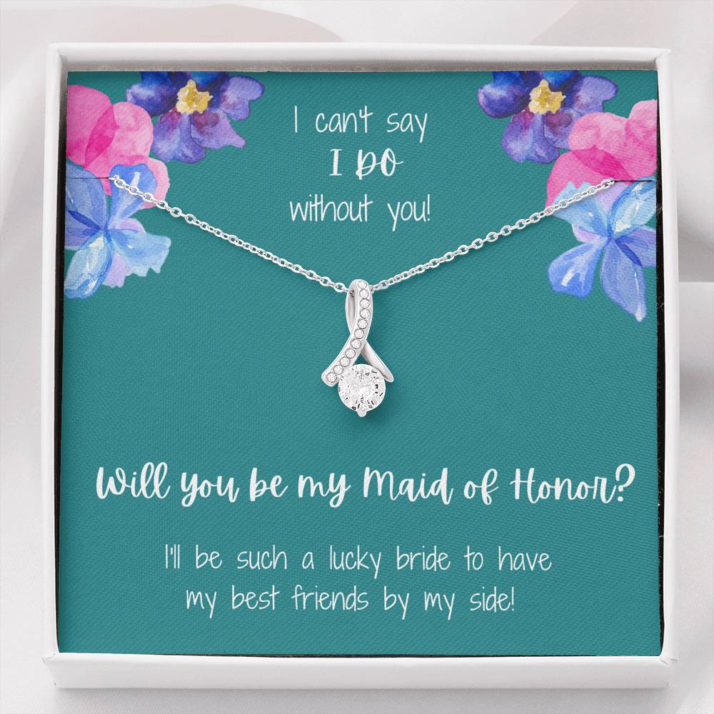 Maid of Honor Proposal Alluring Beauty Necklace - Teal Card
