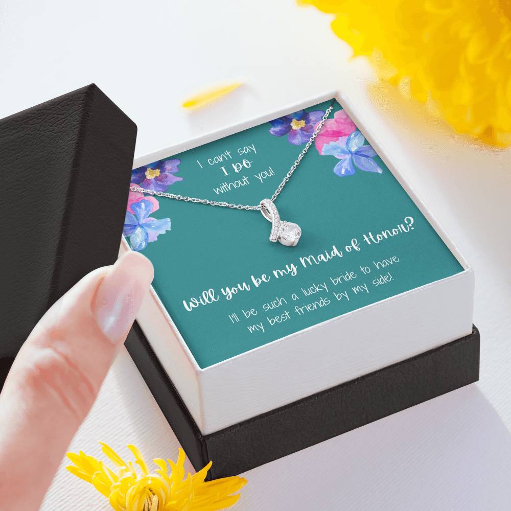 Maid of Honor Proposal Alluring Beauty Necklace - Teal Card