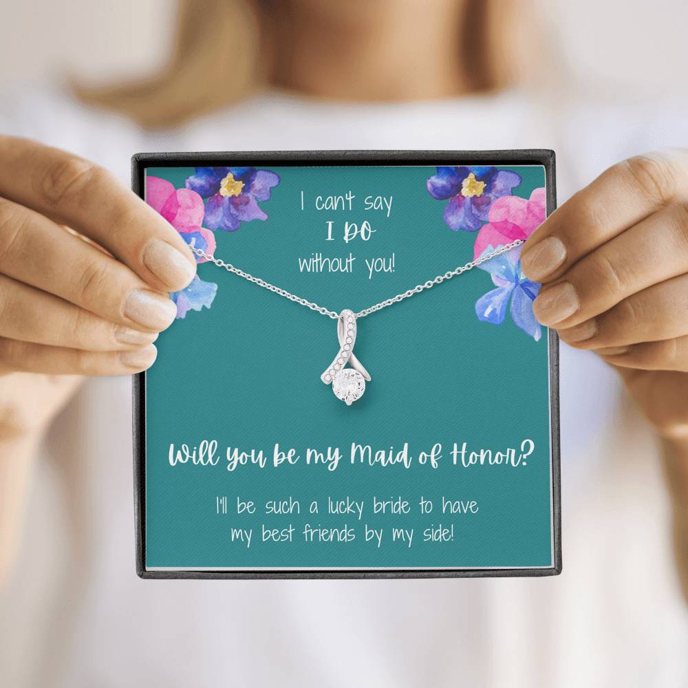Maid of Honor Proposal Alluring Beauty Necklace - Teal Card