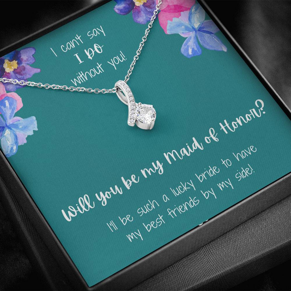 Maid of Honor Proposal Alluring Beauty Necklace - Teal Card