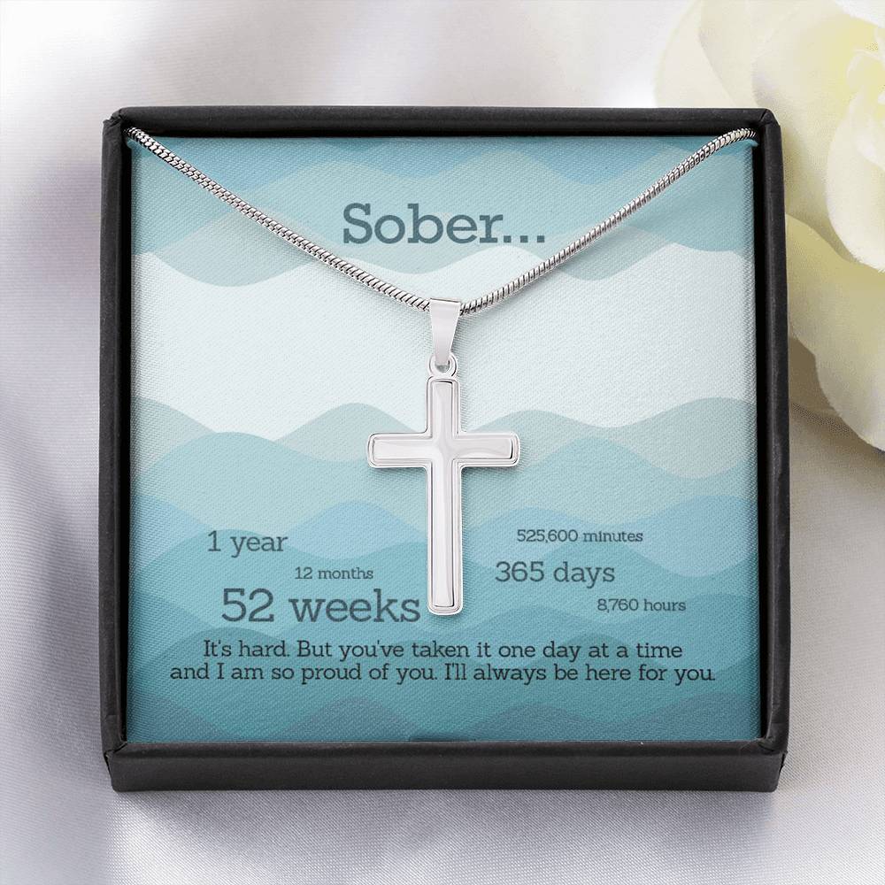 Celebrate Sobriety - Soberversary Cross Necklace