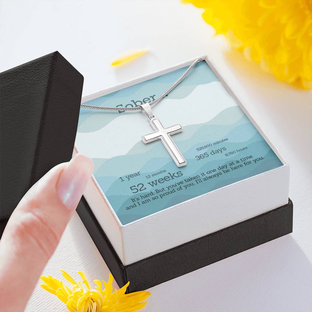 Celebrate Sobriety - Soberversary Cross Necklace