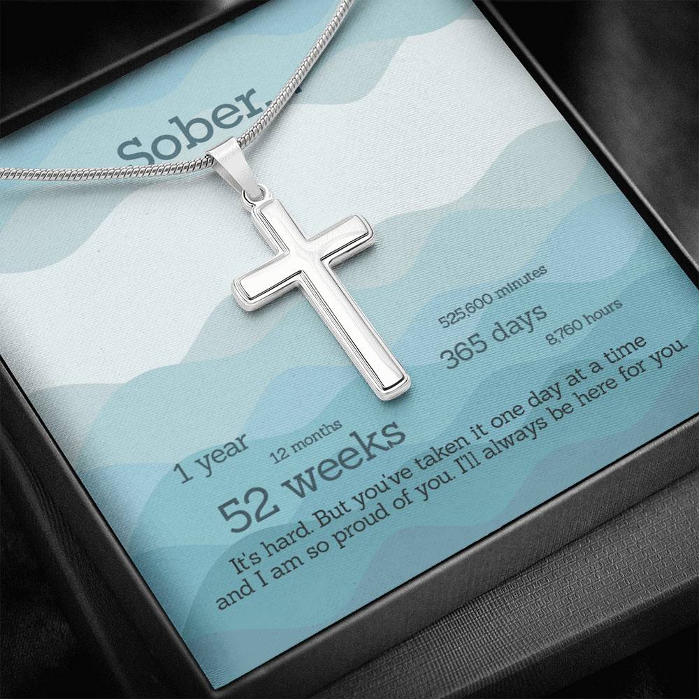 Celebrate Sobriety - Soberversary Cross Necklace