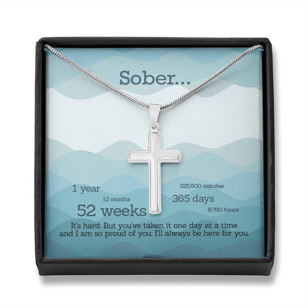 Celebrate Sobriety - Soberversary Cross Necklace