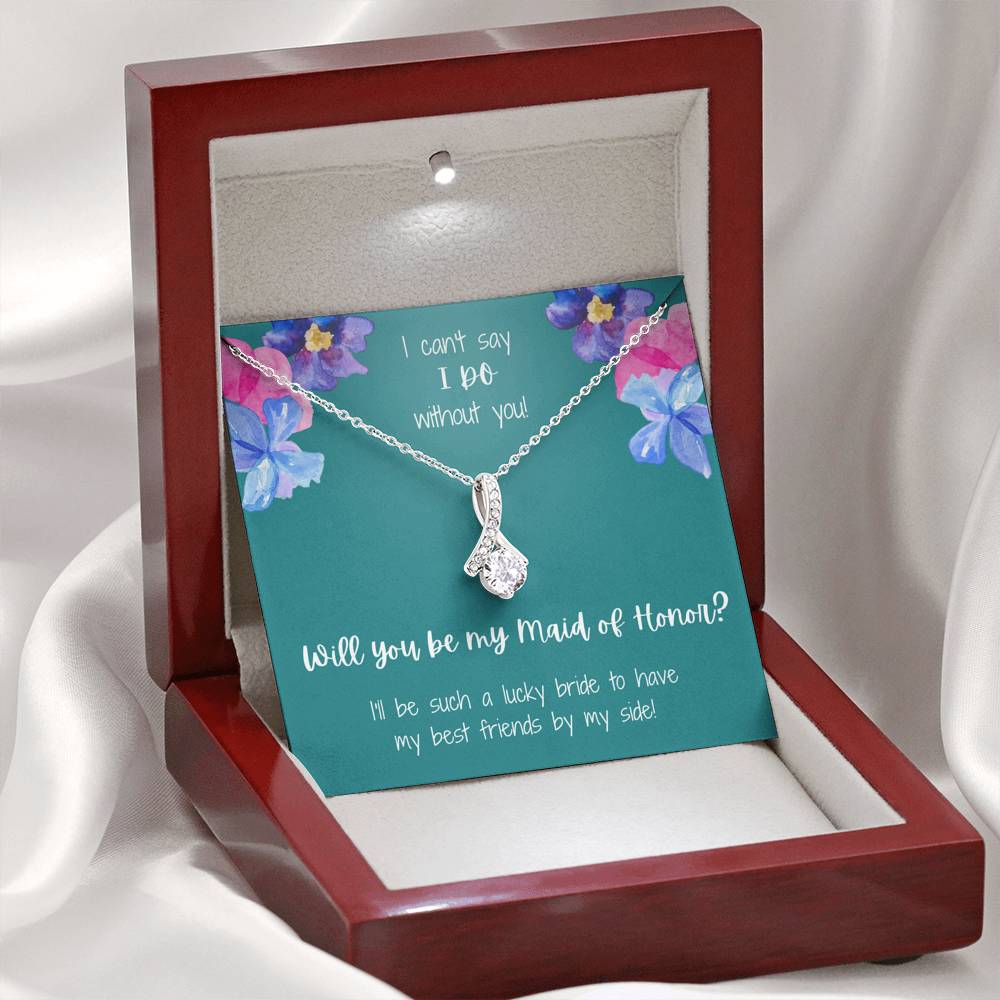 Maid of Honor Proposal Alluring Beauty Necklace - Teal Card