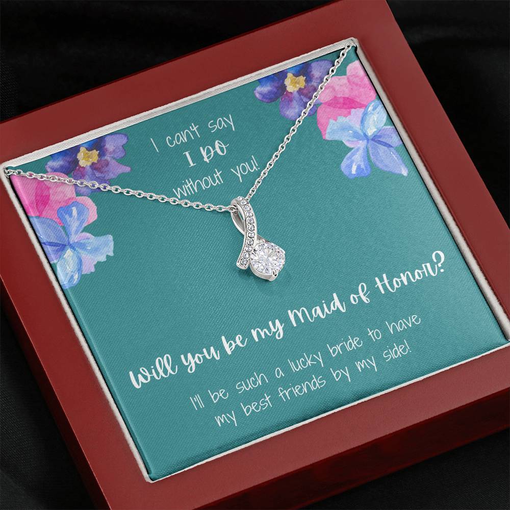 Maid of Honor Proposal Alluring Beauty Necklace - Teal Card