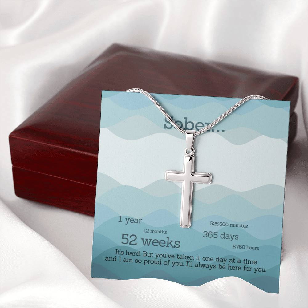 Celebrate Sobriety - Soberversary Cross Necklace