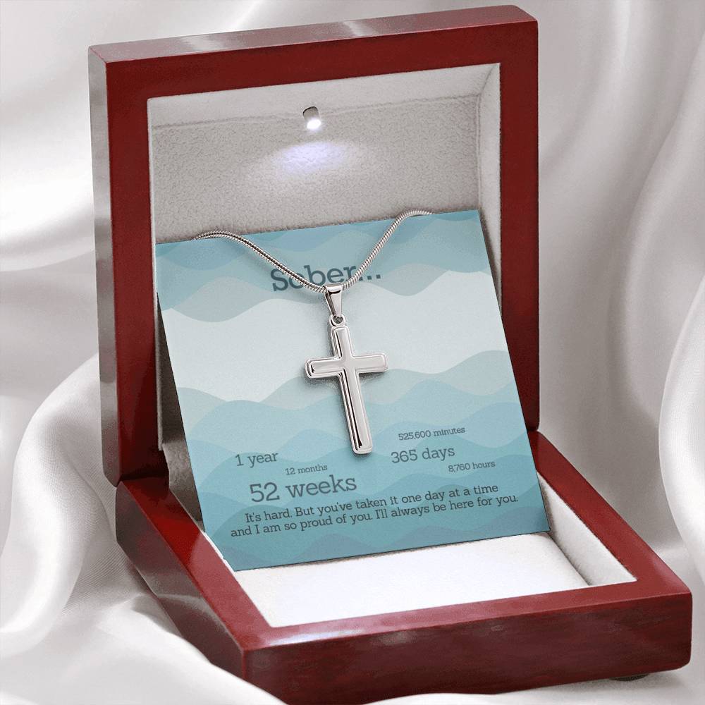 Celebrate Sobriety - Soberversary Cross Necklace