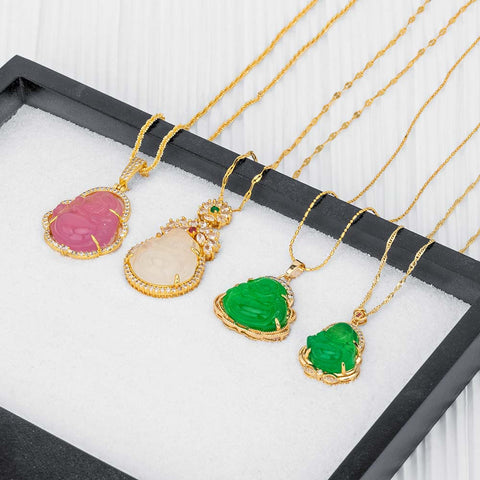 gold jade pendant necklace