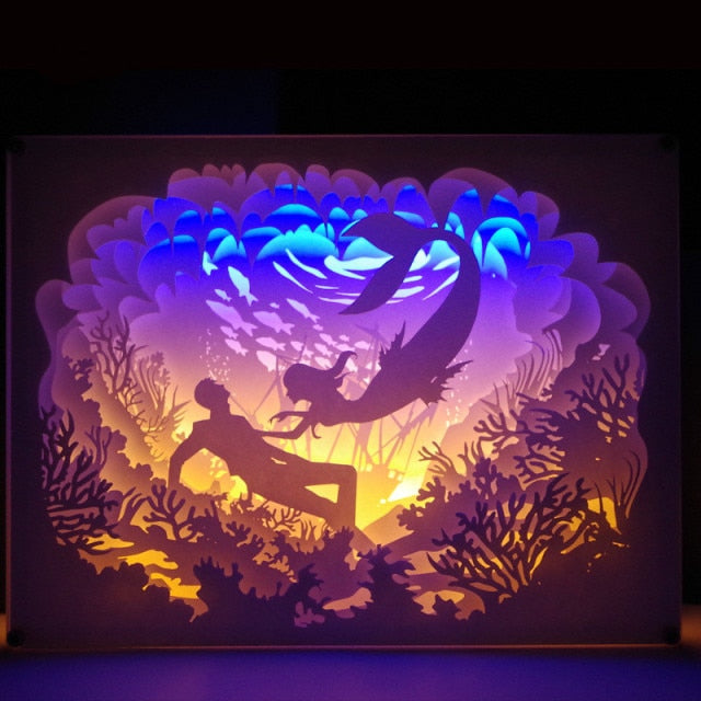 Night Light 3D Paper Carving Art Decoration