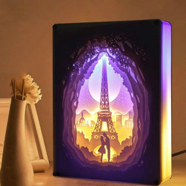 Night Light 3D Paper Carving Art Decoration