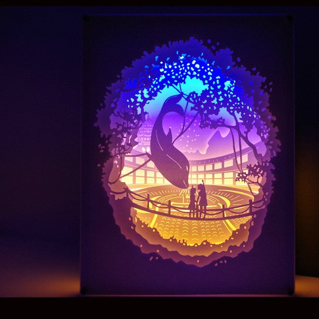 Night Light 3D Paper Carving Art Decoration