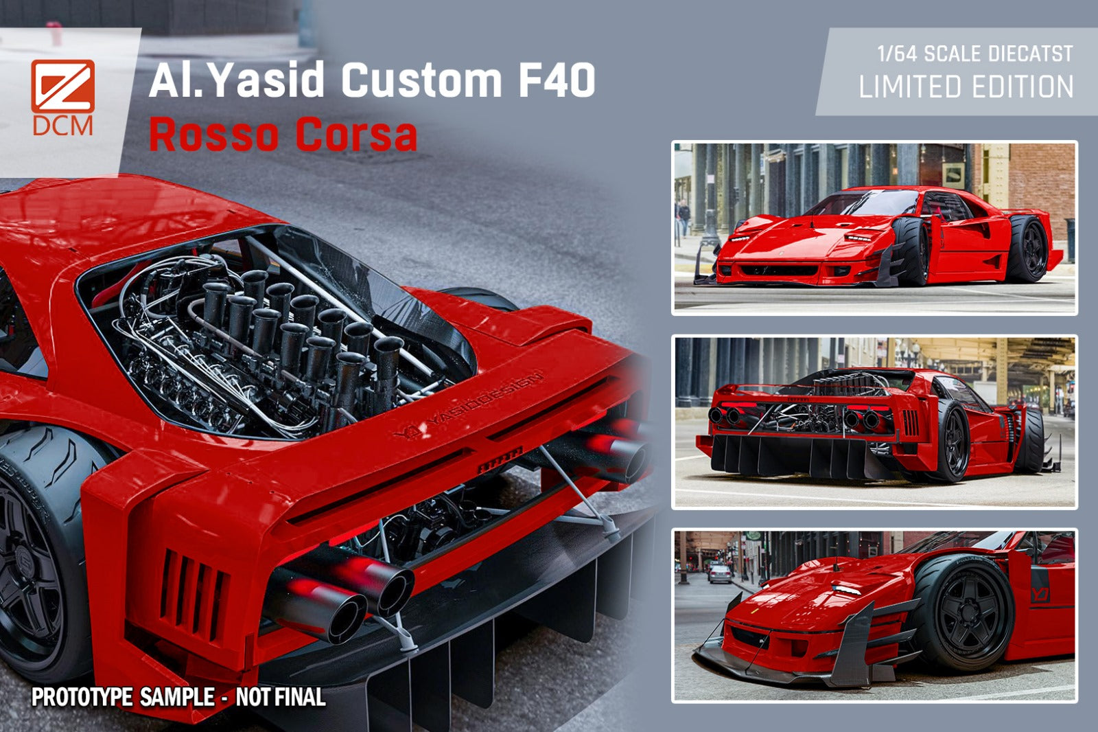 (Pre-Order) DCM Modified Ferrari F40 AI Yasid in Rosso Corsa 1:64